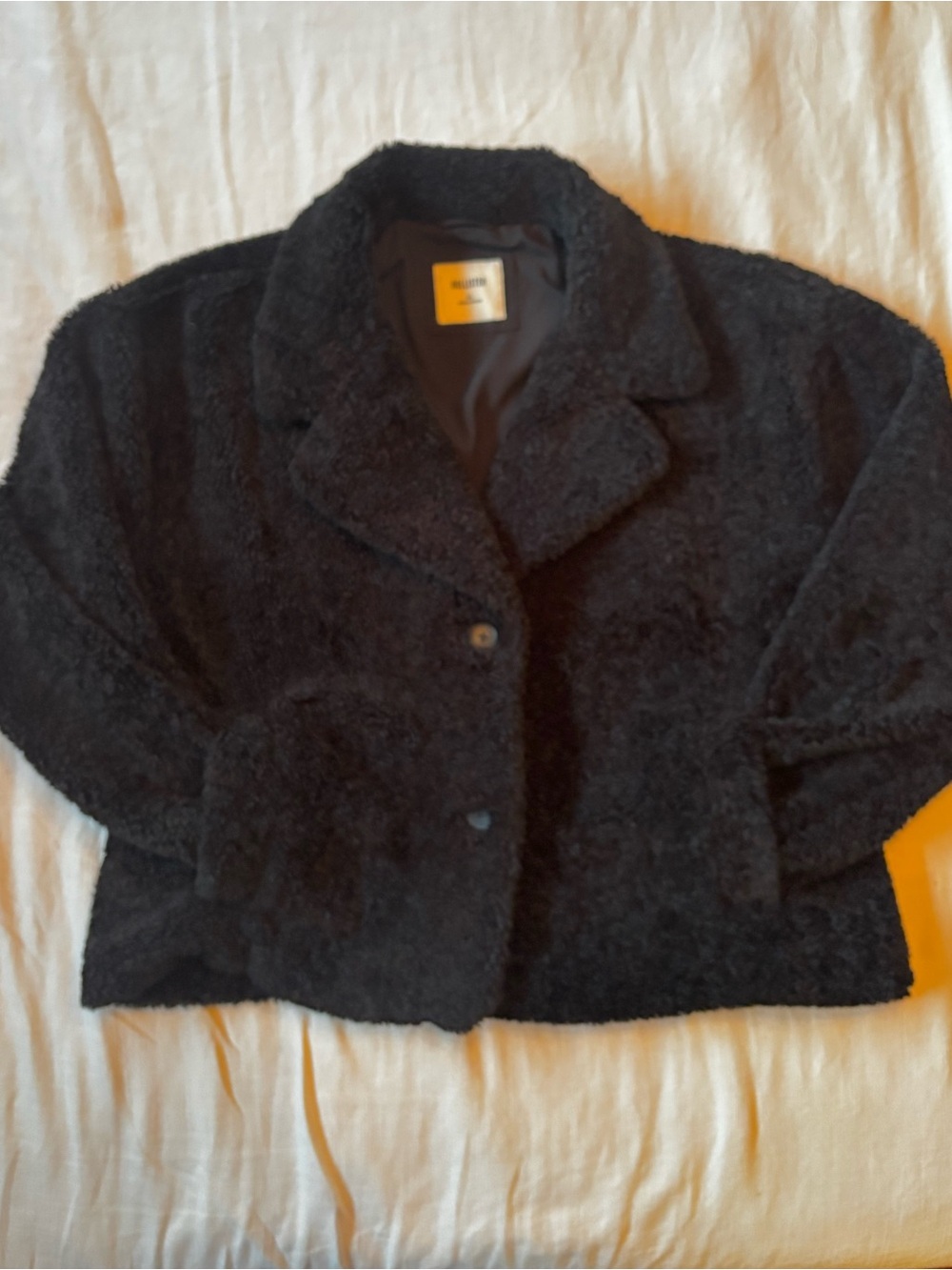 Hollister Faux Fir Black Sherpa Jacket Size XL